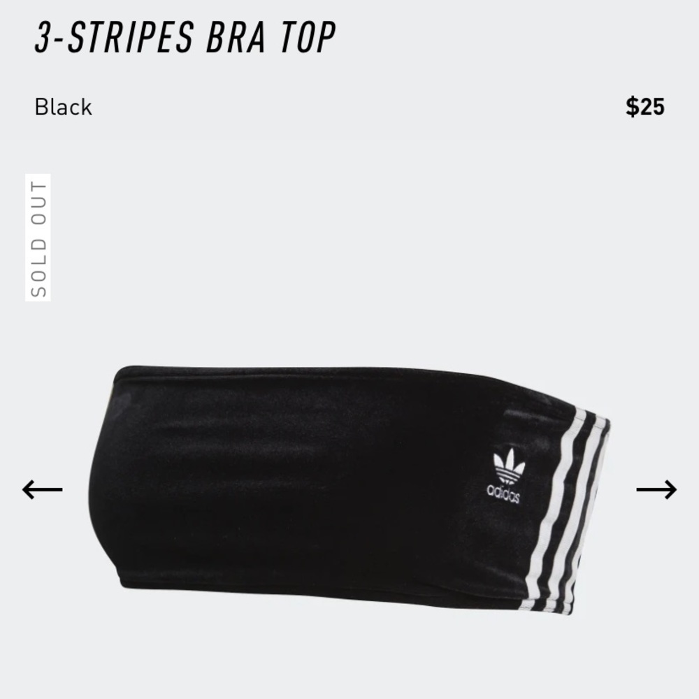 adidas Black 3-Stripe Bandeau